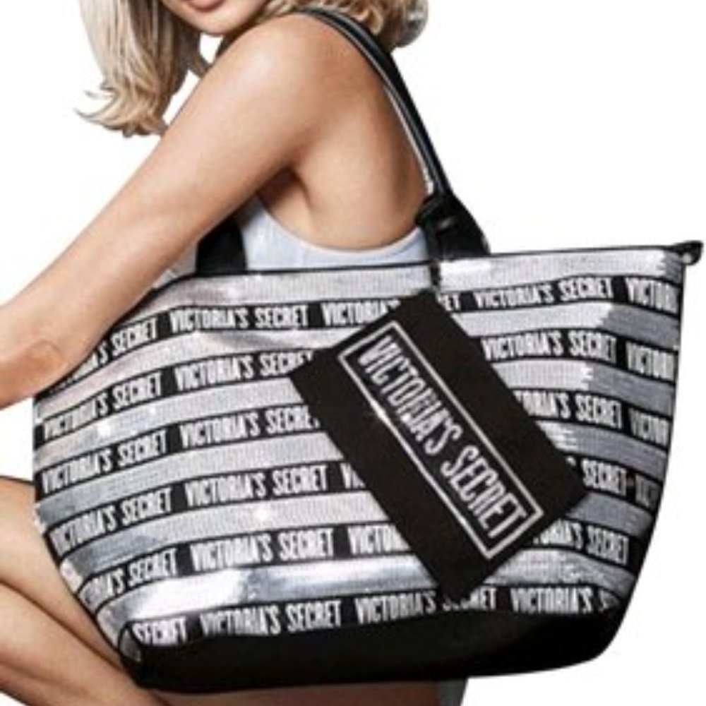 Victoria's Secret Sequin Tote Bag with Pouch